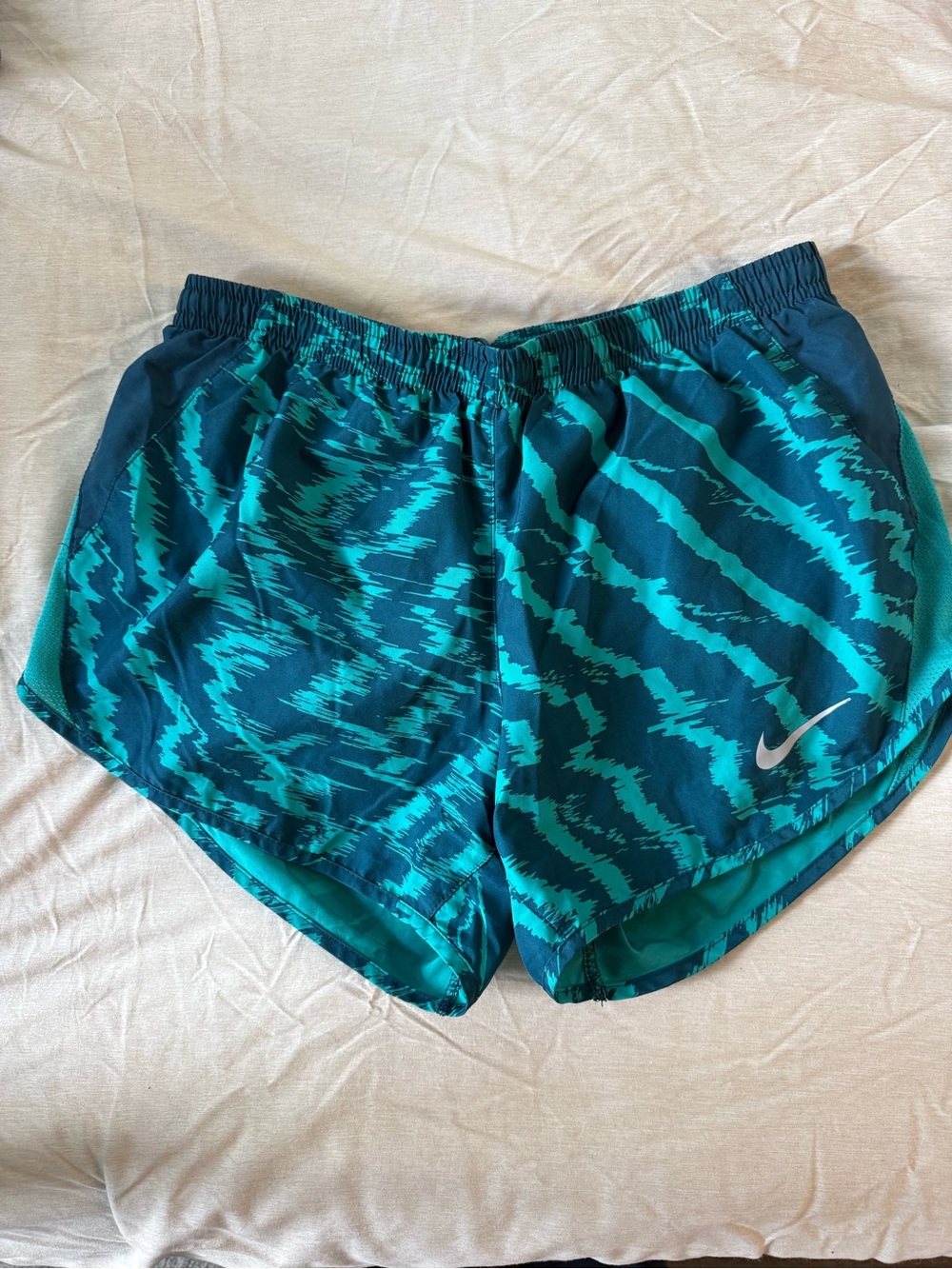 Nike Blue & Teal Abstract Print Running Shorts